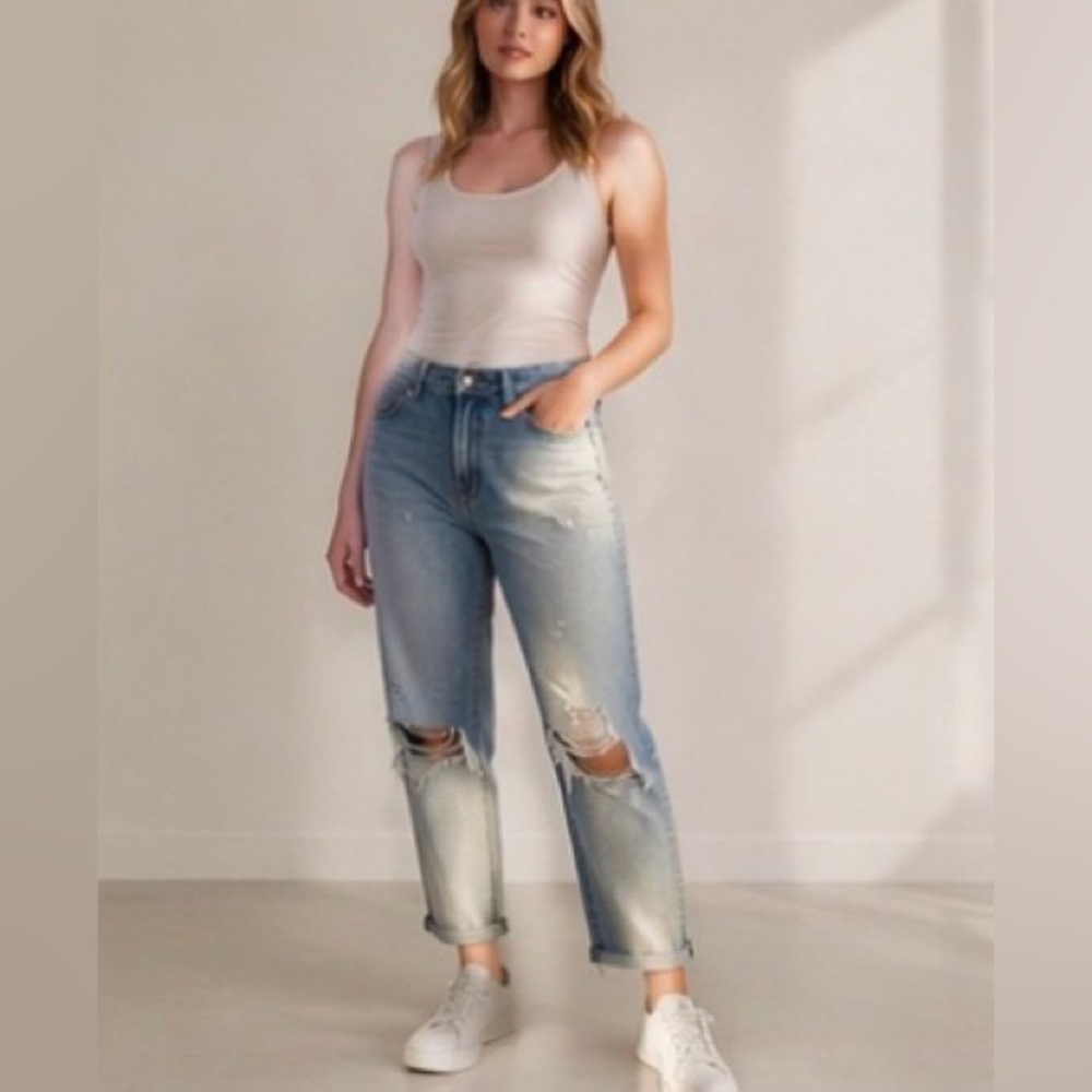 Distressed Blue Denim Jeans